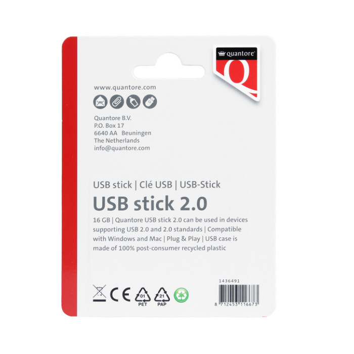 USB-stick Quantore 16GB 2.0 zwart