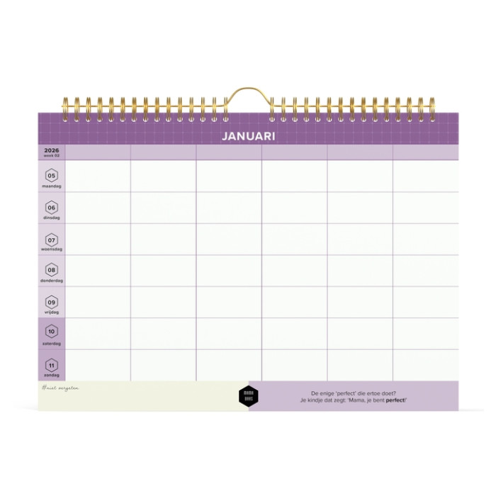 Familiekalender 2026 Lannoo 310x220 Mama Baas 7dagen/1pagina