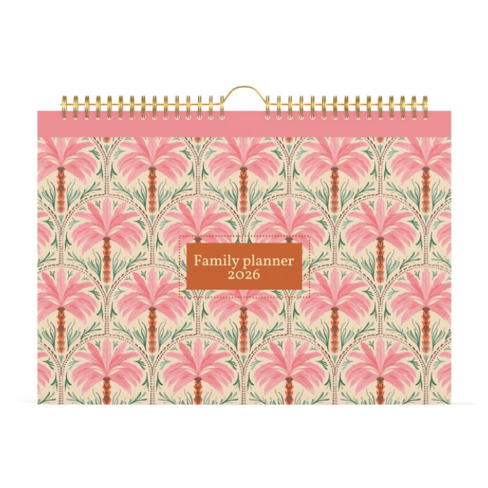 Familiekalender 2026 Lannoo 310x220 Exotic palms 7dagen/1pagina roze