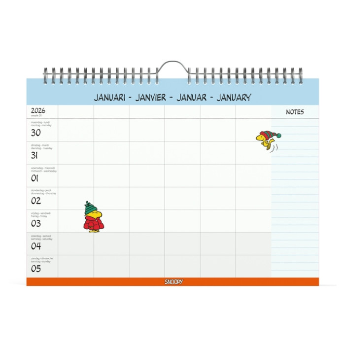 Familiekalender 2026 Lannoo 310x220 Peanuts 7dagen/1pagina