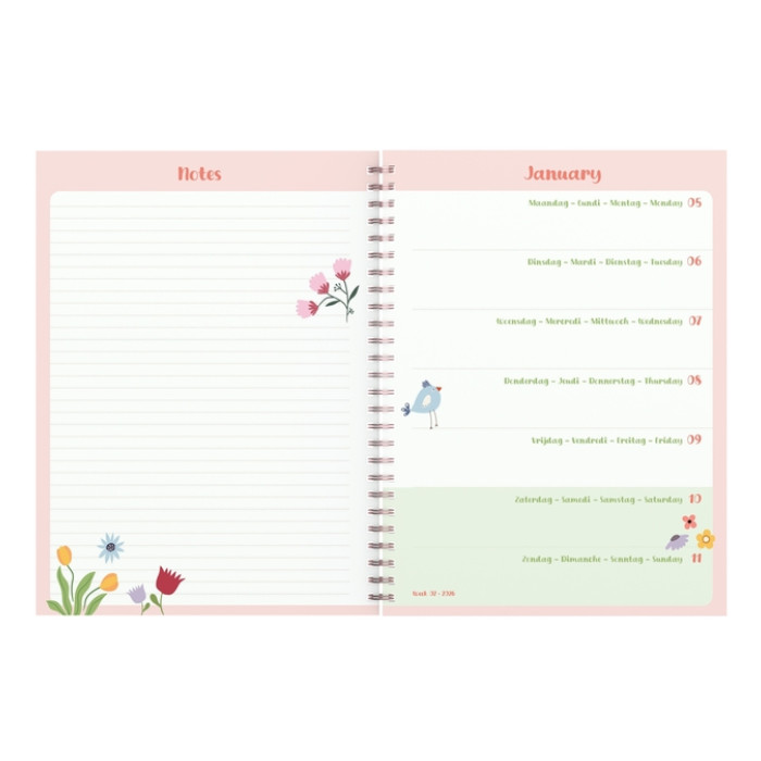 Agenda 2026 Lannoo bureau 170x230 Fragile 7dagen/2pagina's roze