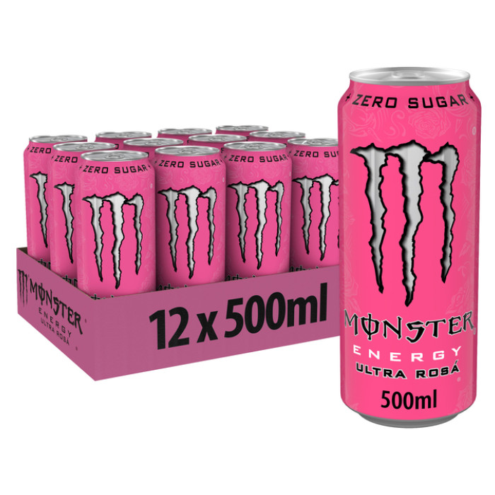 Energiedrank Monster ultra rosa blik suikervrij 500ml