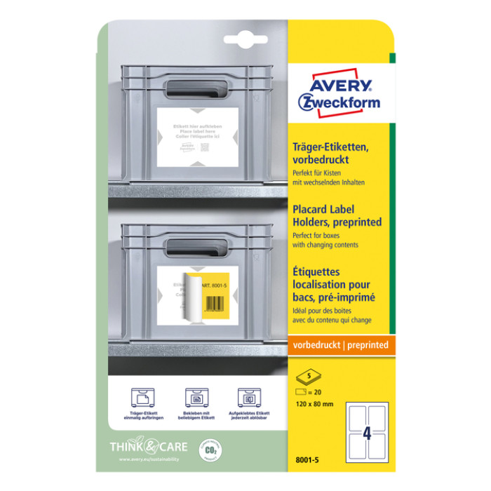 Positioneeretiket Avery Zweckform 8001 120x80mm bedrukt 20 etiketten