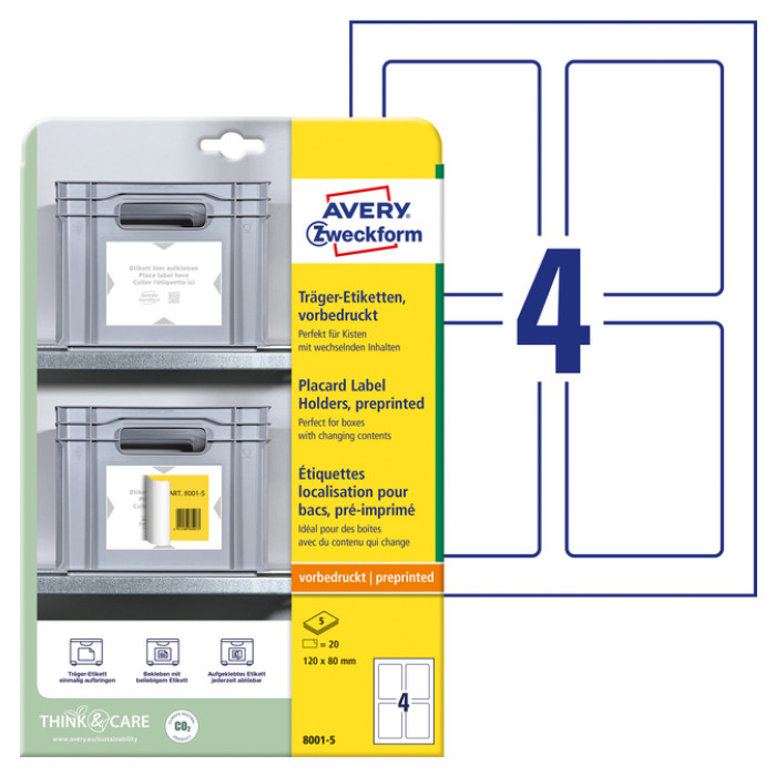 Positioneeretiket Avery Zweckform 8001 120x80mm bedrukt 20 etiketten