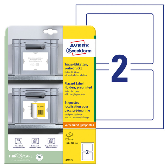 Positioneeretiket Avery Zweckform 8002 160x120mm bedrukt 10 etiketten