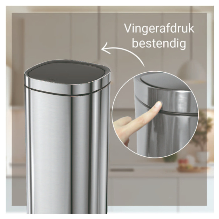 Afvalbak Desq Touch 50 liter RVS zilver