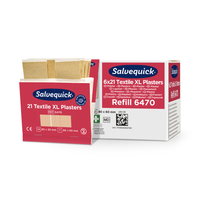 Pleisters Salvequick textiel extra groot 6x 21 stuks