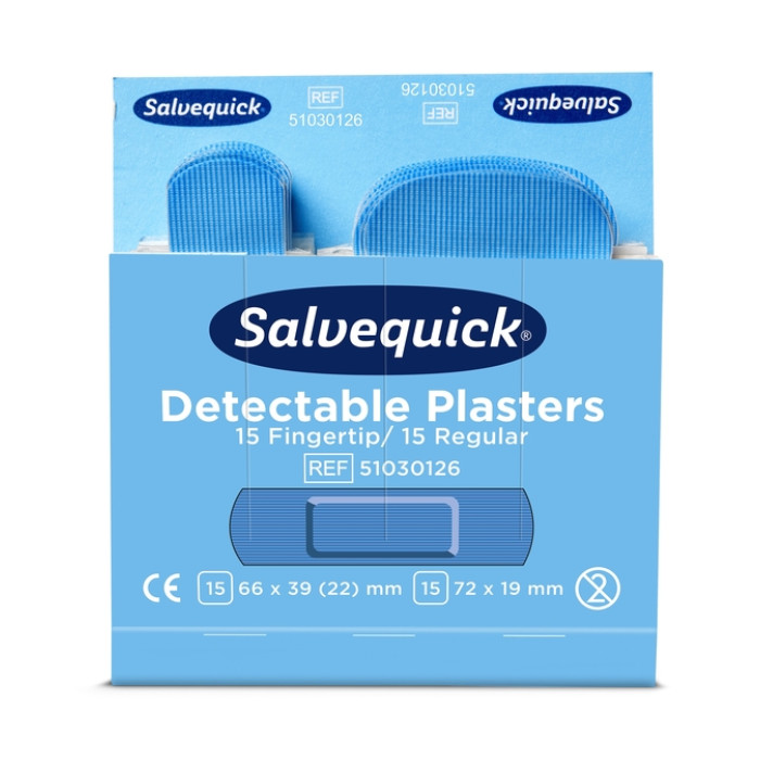 Pleisters Salvequick blauw detectabel mix 6x 30 stuks