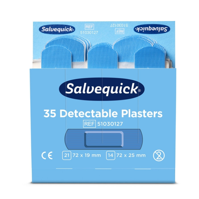 Pleisters Salvequick blauw detectabel refill 6x 35 stuks