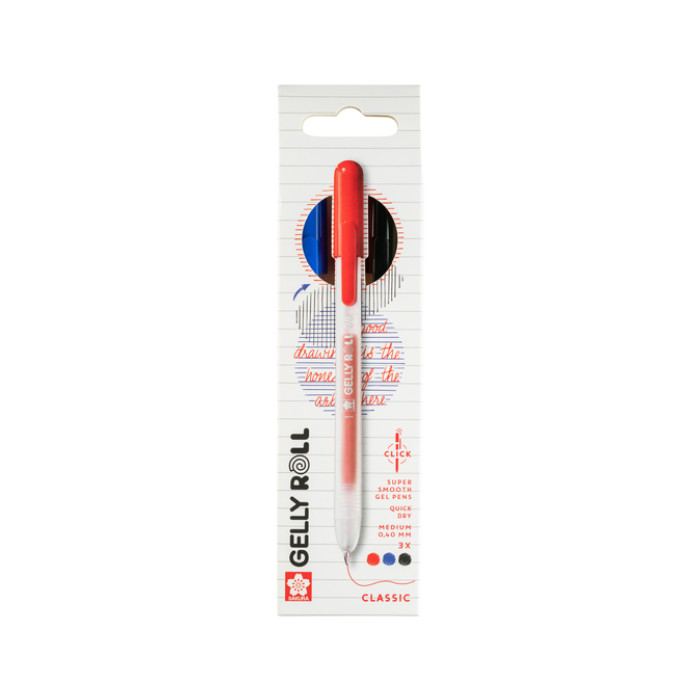Gelschrijver Sakura Gelly Roll Classic 08 klikfunctie set à 3 kleuren
