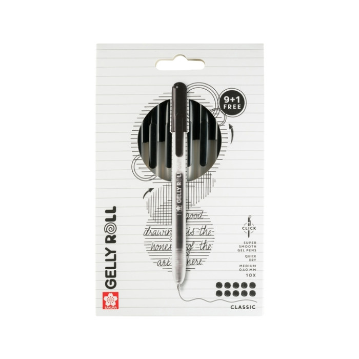 Gelschrijver Sakura Gelly Roll Classic 08 klikfunctie set à 10 stuks zwart