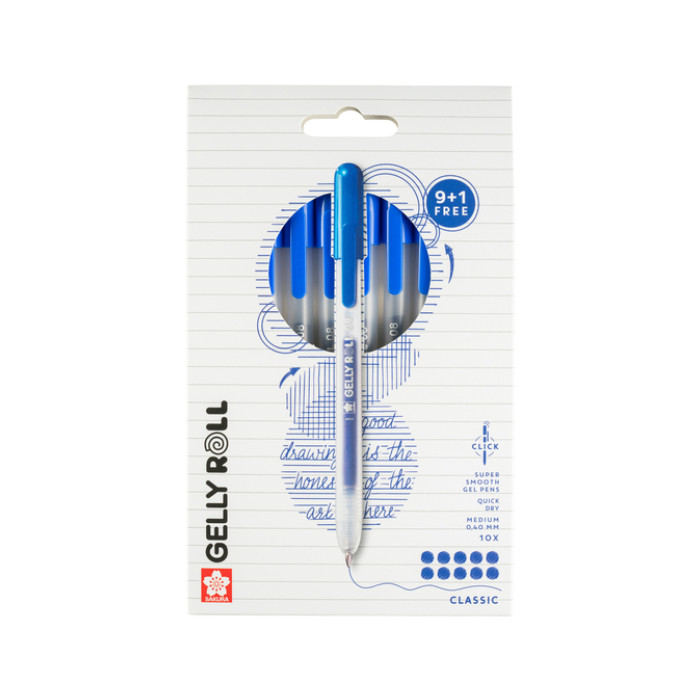 Gelschrijver Sakura Gelly Roll Classic 08 klikfunctie set à 10 stuks blauw