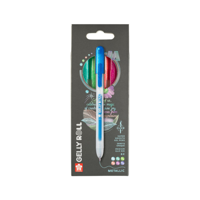Gelschrijver Sakura Gelly Roll Metallic 08 klikfunctie set à 6 kleuren