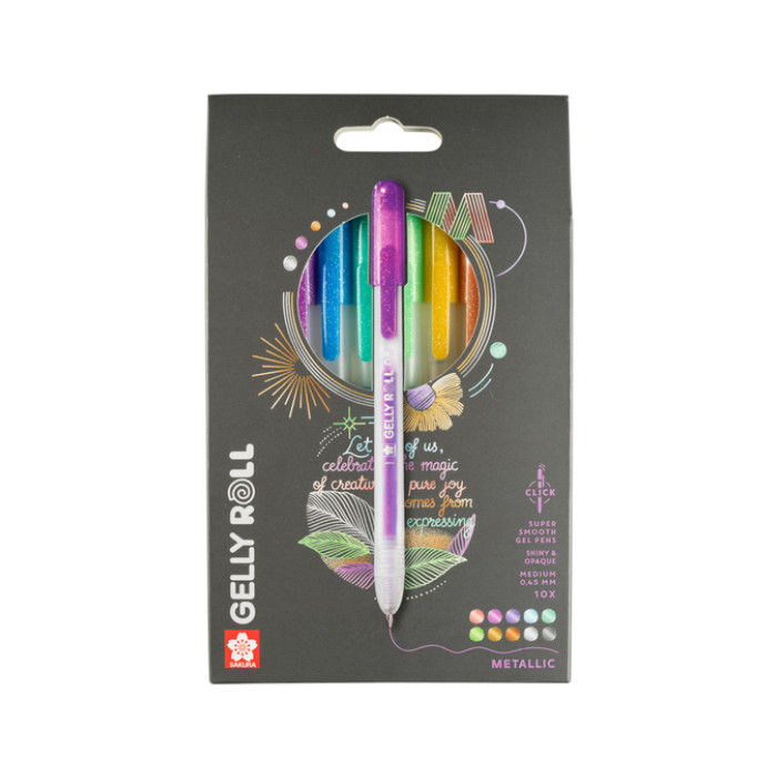 Gelschrijver Sakura Gelly Roll Metallic 08 klikfunctie set à 10 kleuren