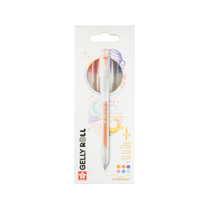 Gelschrijver Sakura Gelly Roll Stardust 08 klikfunctie set à 6 kleuren