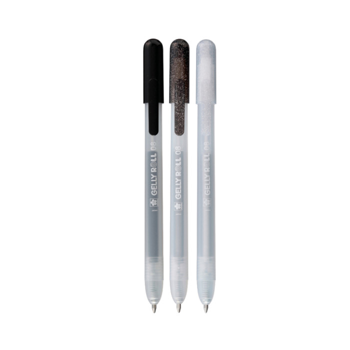 Gelschrijver Sakura Gelly Roll Special 08 klikfunctie set à 3 kleuren zilver