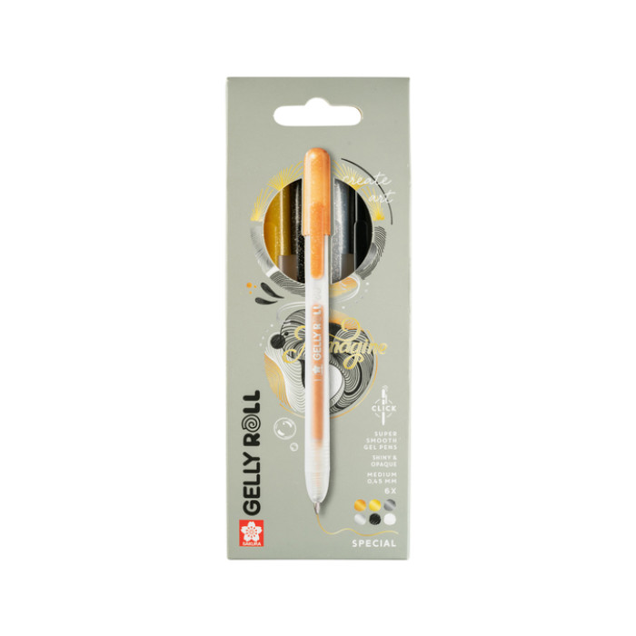 Gelschrijver Sakura Gelly Roll Special 08 klikfunctie set à 6 kleuren