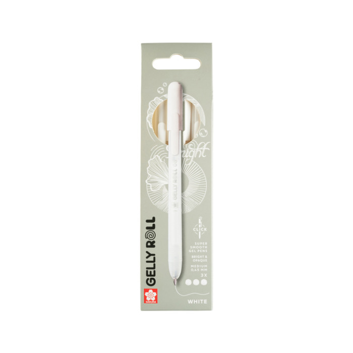 Gelschrijver Sakura Gelly Roll Classic 08 klikfunctie set à 3 stuks wit