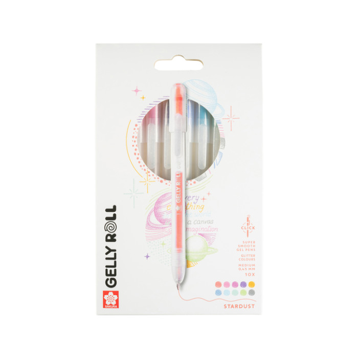 Gelschrijver Sakura Gelly Roll Stardust 08 klikfunctie set à 10 kleuren