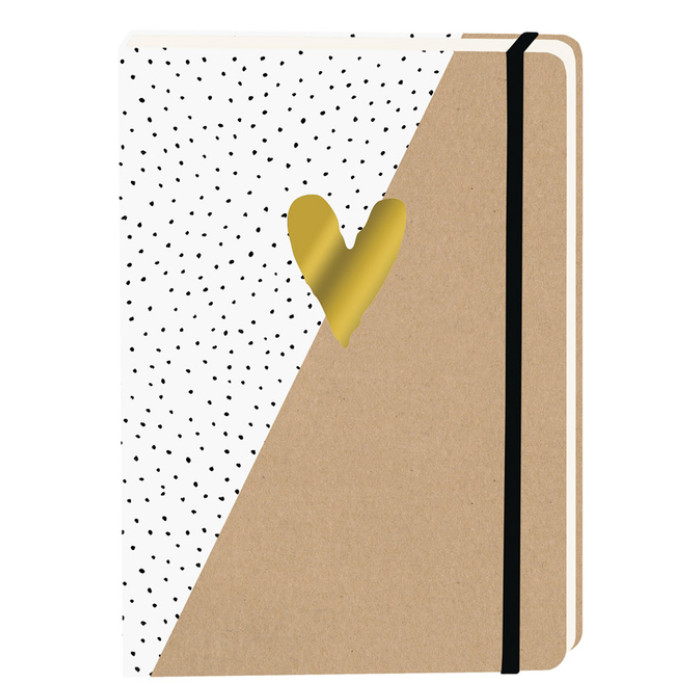 Notitieboek kraft gouden hart A5 lijn 92 pagina's softcover
