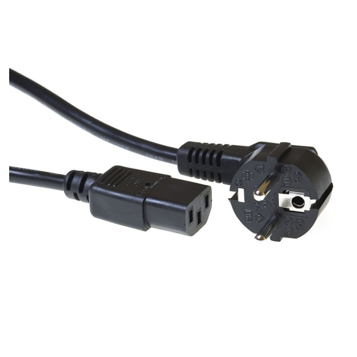 Kabel ACT STROOM C13 recht - CEE7/7 zwart 2.0 meter