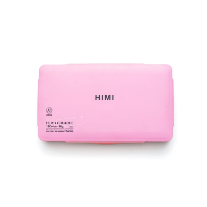 Gouache HIMI 18 kleuren 30gr opbergbox roze