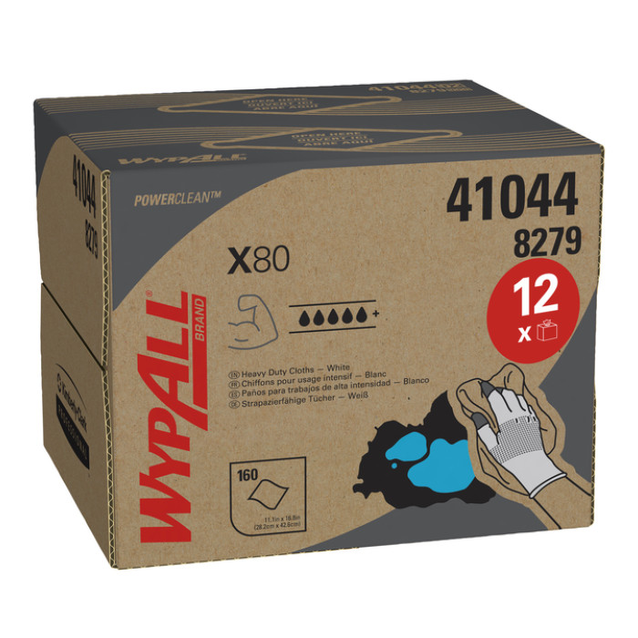 Poetsdoek WypAll X80 PowerClean 426x281mm 160vel dispenserdoos wit 8279