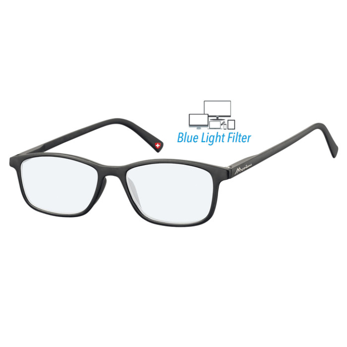 Bril  Montana +0.00 dpt blue light filter zwart