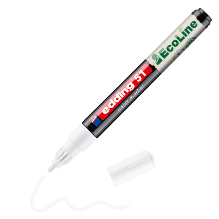Paintmarker edding 51 EcoLine op waterbasis 1-2mm wit