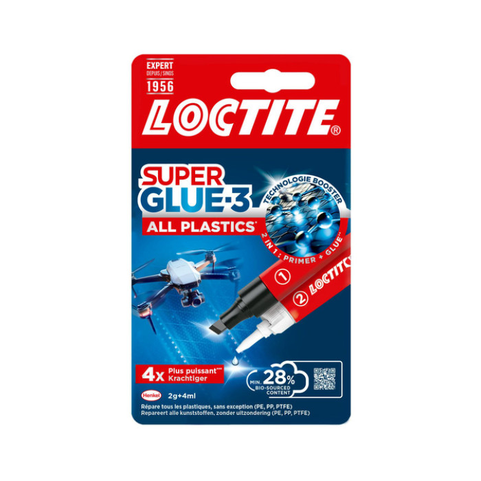 Secondenlijm Loctite All Plastic 2gram + 4 ml