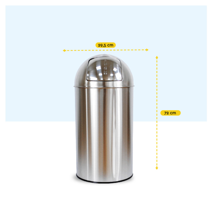 Afvalbak BRASQ Push Bin PB230+ 30 liter rvs
