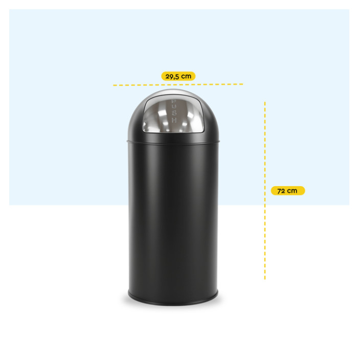 Afvalbak BRASQ Push Bin PB230+ 30 liter zwart