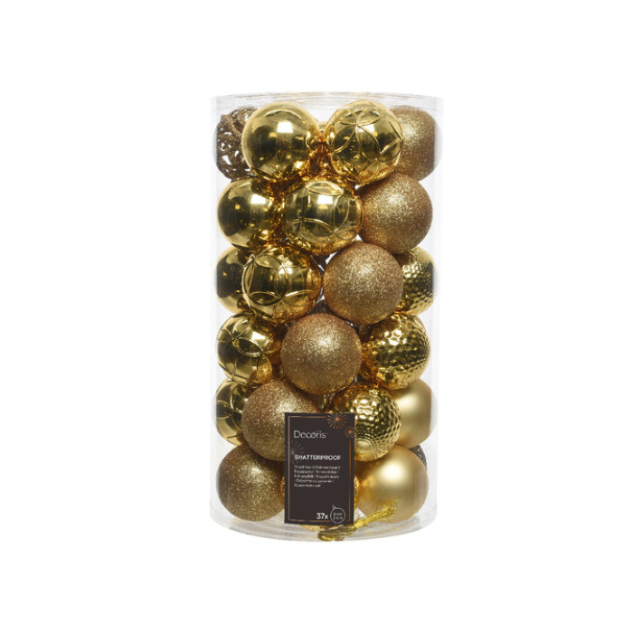 Kerstballen Decoris assorti goud koker à 37 stuks