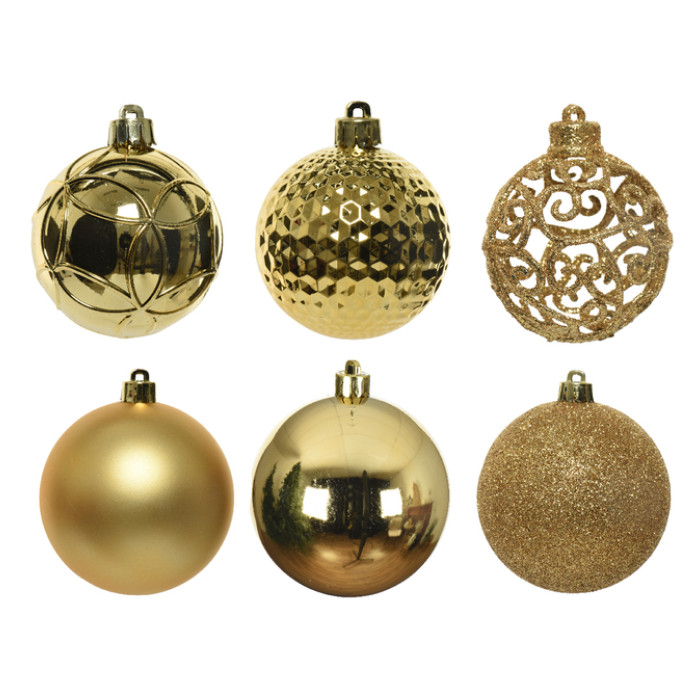 Kerstballen Decoris assorti goud koker à 37 stuks