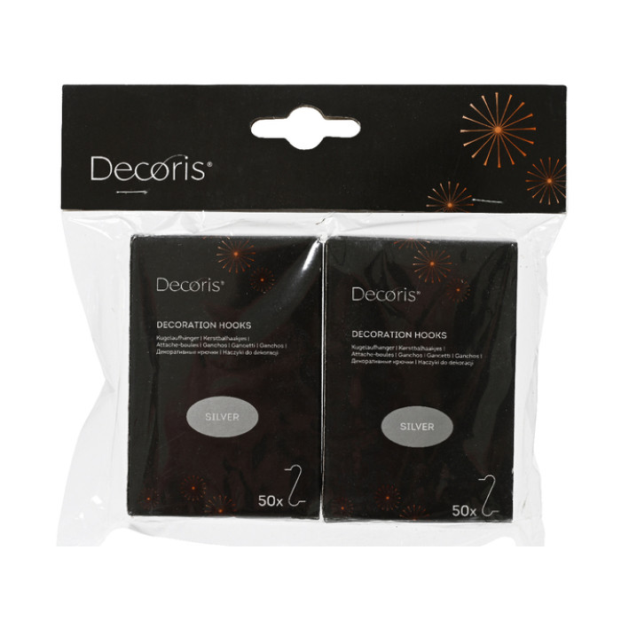 Kerstbalhaakjes Decoris ijzer blister à 2 doosjes à 50 stuks