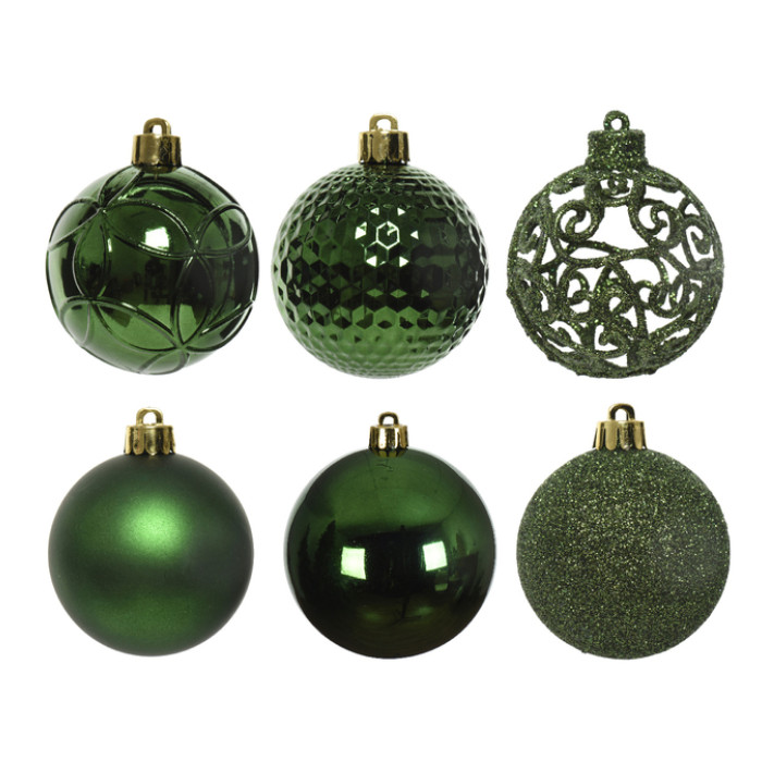 Kerstballen Decoris assorti dennengroen koker à 37 stuks