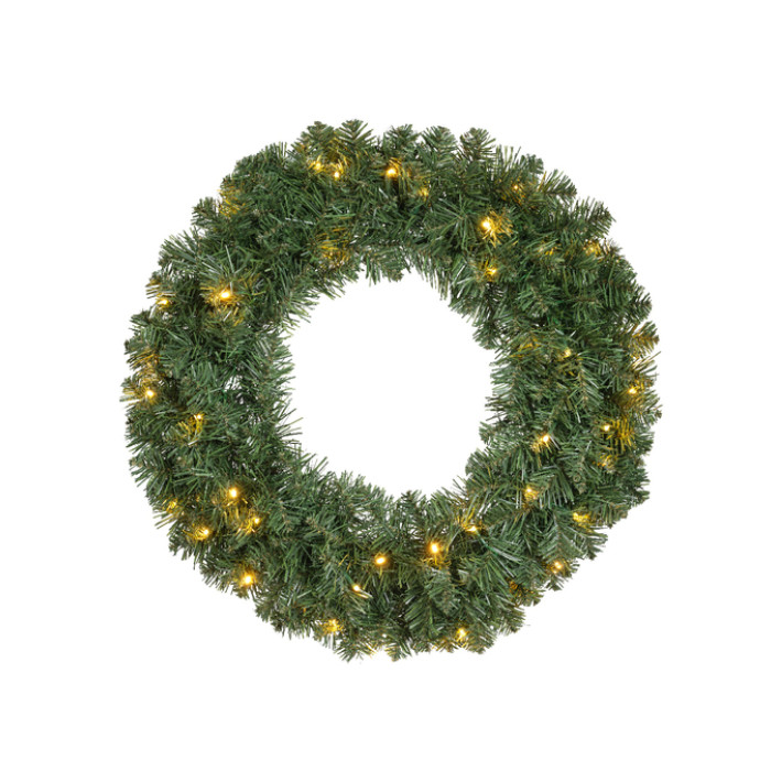 Kerstkrans Everlands met LED verlichting 60cm