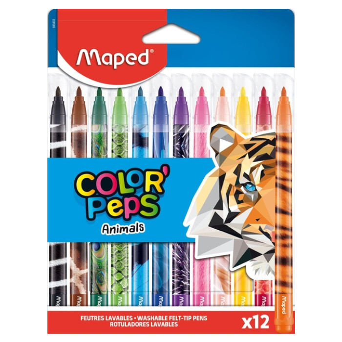 Viltstift Maped Color'Peps Animals set à 12 kleuren