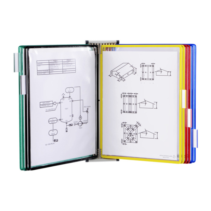 Zichtpanelensysteem wand Tarifold magnetisch A4 met 10-tassen assorti