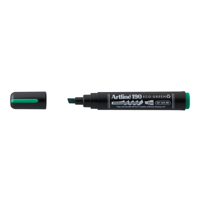 Permanent marker Artline 190 Dry Safe Eco schuin 2-5mm groen