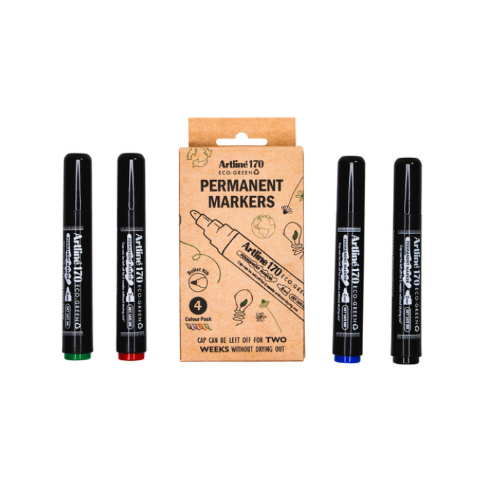 Permanent marker Artline 170 Dry Safe Eco rond medium ass 4 stuks