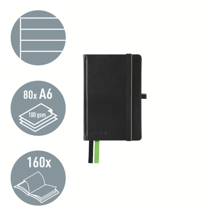 Notitieboek Leitz Complete A6 lijn 160 pagina's 100gr zwart