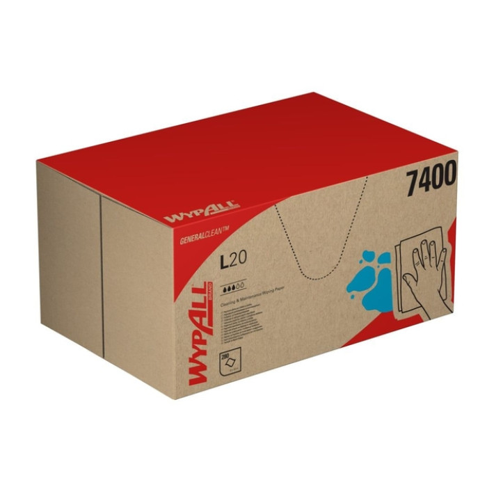 Poetsdoek WypAll L20 GeneralClean 420x330mm 280vel dispenserdoos blauw 7400