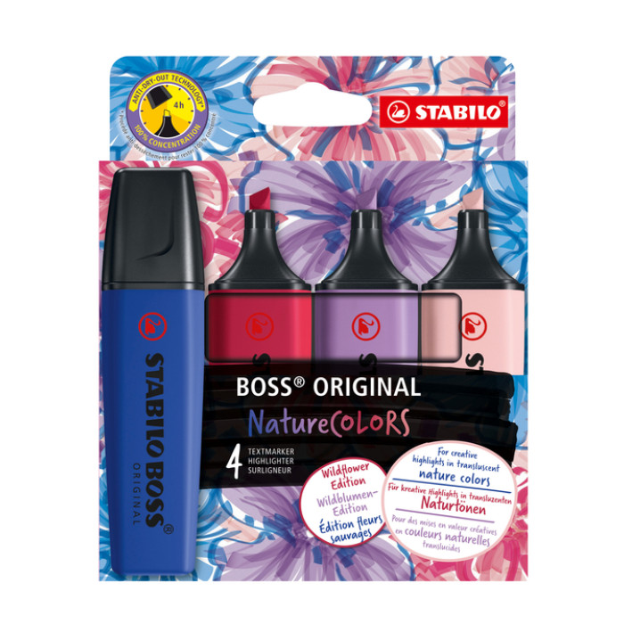 Markeerstift STABILO Boss Wildflower assorti 4 stuks