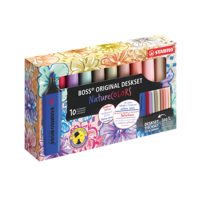 Markeerstift STABILO Boss Wildflower & Nature Colors ass deskset 10st