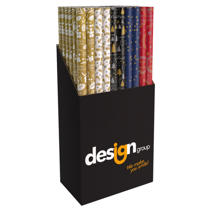 Inpakpapier Kerst metallic 150x70cm assorti