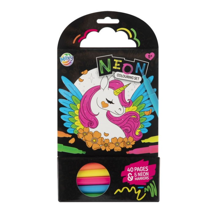 Colouring Book 15x15 cm 40 sheets 5 neon markers