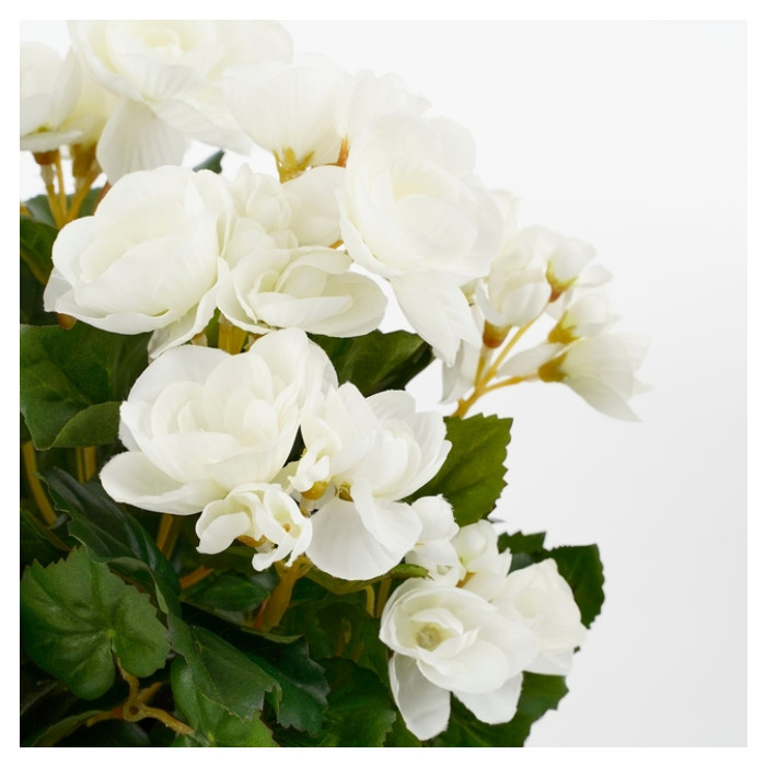 Kunstplant Mica Begonia wit in pot Stan grijs Ø25 30cm