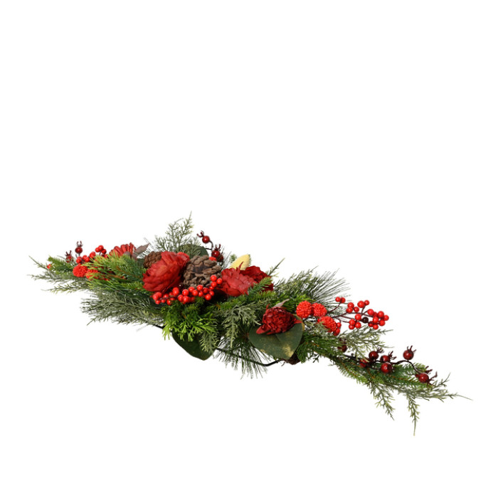 Kerststuk Everlands raspberry 80cm