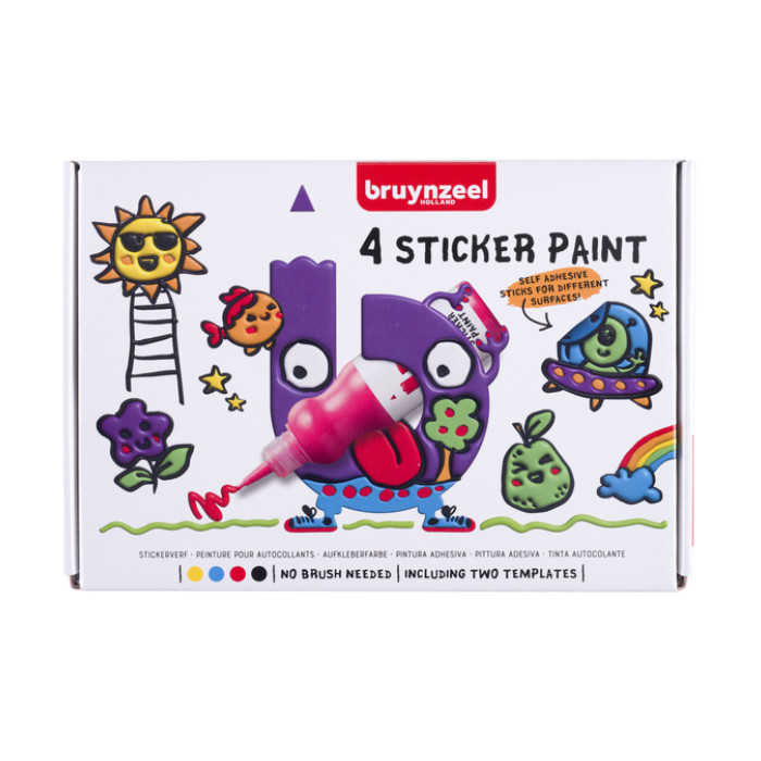 Stickerverf Bruynzeel met 2 sjablonen set à 4 kleuren